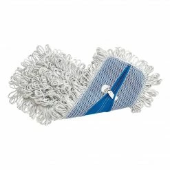 Rubbermaid® Microfiber Damp Mop Pads , Finish Mop, Looped Fringe, White18"l X 5"