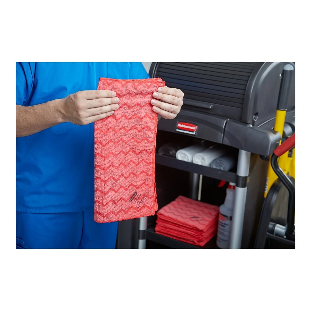 Rubbermaid HYGEN Microfiber Rags, Red, 12/Carton (FGQ62000RD00) 8 Rubbermaid HYGEN Microfiber Rags, Red, 12/Carton (FGQ62000RD00) - Image 6