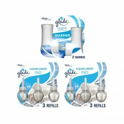 Glade PlugIns Scented Oil & Holders, Clean Linen, 0.67 Oz., 8/Pack (313803)