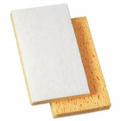 Premier Pads Premiere Pads Light Duty Cellulose Scrubbing Sponge With Scour Yellow/White, 20/pack