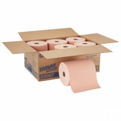 GoRag Durable Fibers Wipers, Orange, 250 Ft./Roll, 6 Rolls/Carton (20067)