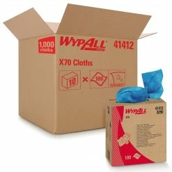 WypAll X70 HydroKnit Wipers, Blue, 100 Sheets/Box, 10 Boxes/Carton (41412)