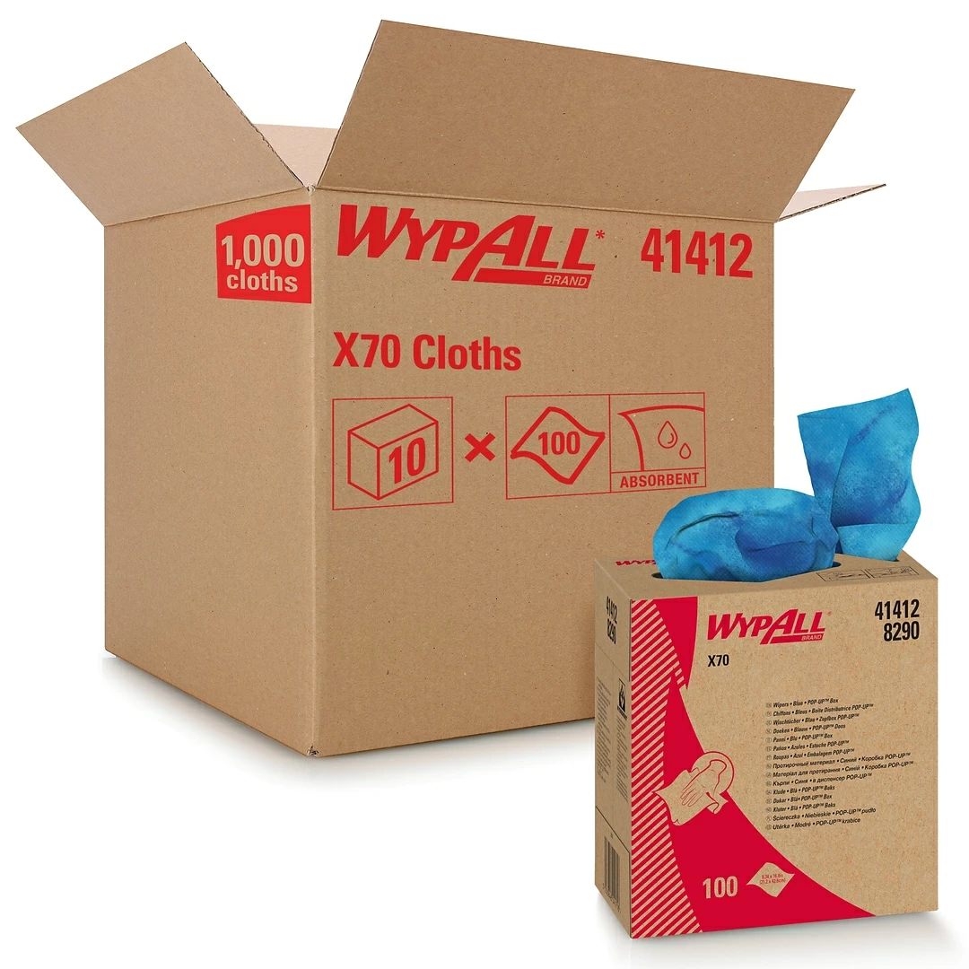 WypAll X70 HydroKnit Wipers, Blue, 100 Sheets/Box, 10 Boxes/Carton (41412) 3 WypAll X70 HydroKnit Wipers, Blue, 100 Sheets/Box, 10 Boxes/Carton (41412)