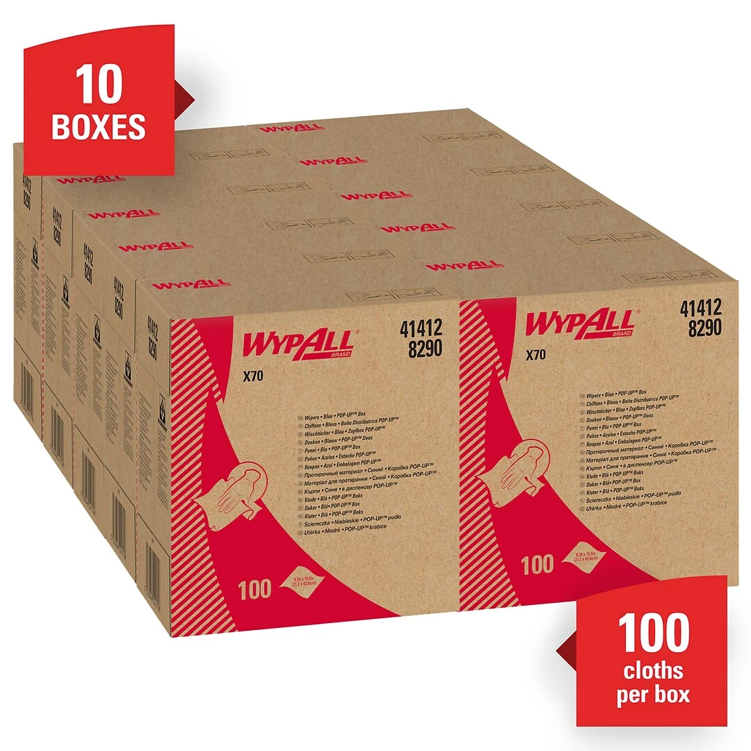 WypAll X70 HydroKnit Wipers, Blue, 100 Sheets/Box, 10 Boxes/Carton (41412) 4 WypAll X70 HydroKnit Wipers, Blue, 100 Sheets/Box, 10 Boxes/Carton (41412) - Image 2
