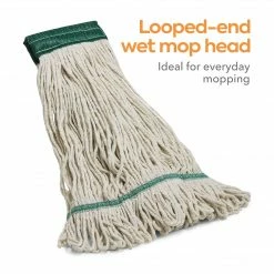 Coastwide Professionalâ„¢ Looped-End Wet Mop Head, Medium, Cotton, 5" Headband, White (CW57749)