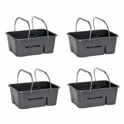 Alpine Industries Gray 4-Compartment Durable Plastic Organizer Cleaning Carry Caddy 4/Pack