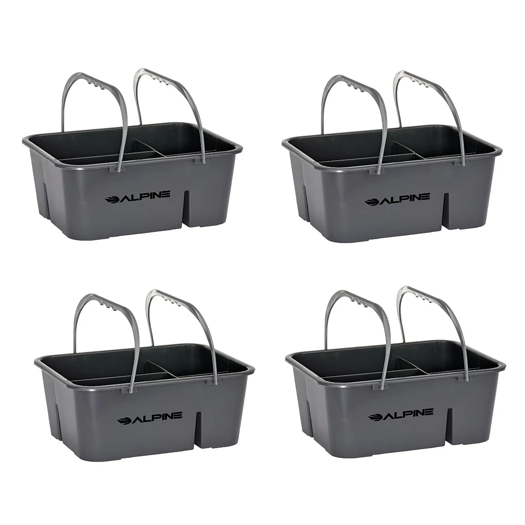 Alpine Industries Gray 4-Compartment Durable Plastic Organizer Cleaning Carry Caddy 4/Pack 3 Alpine Industries Gray 4-Compartment Durable Plastic Organizer Cleaning Carry Caddy 4/Pack