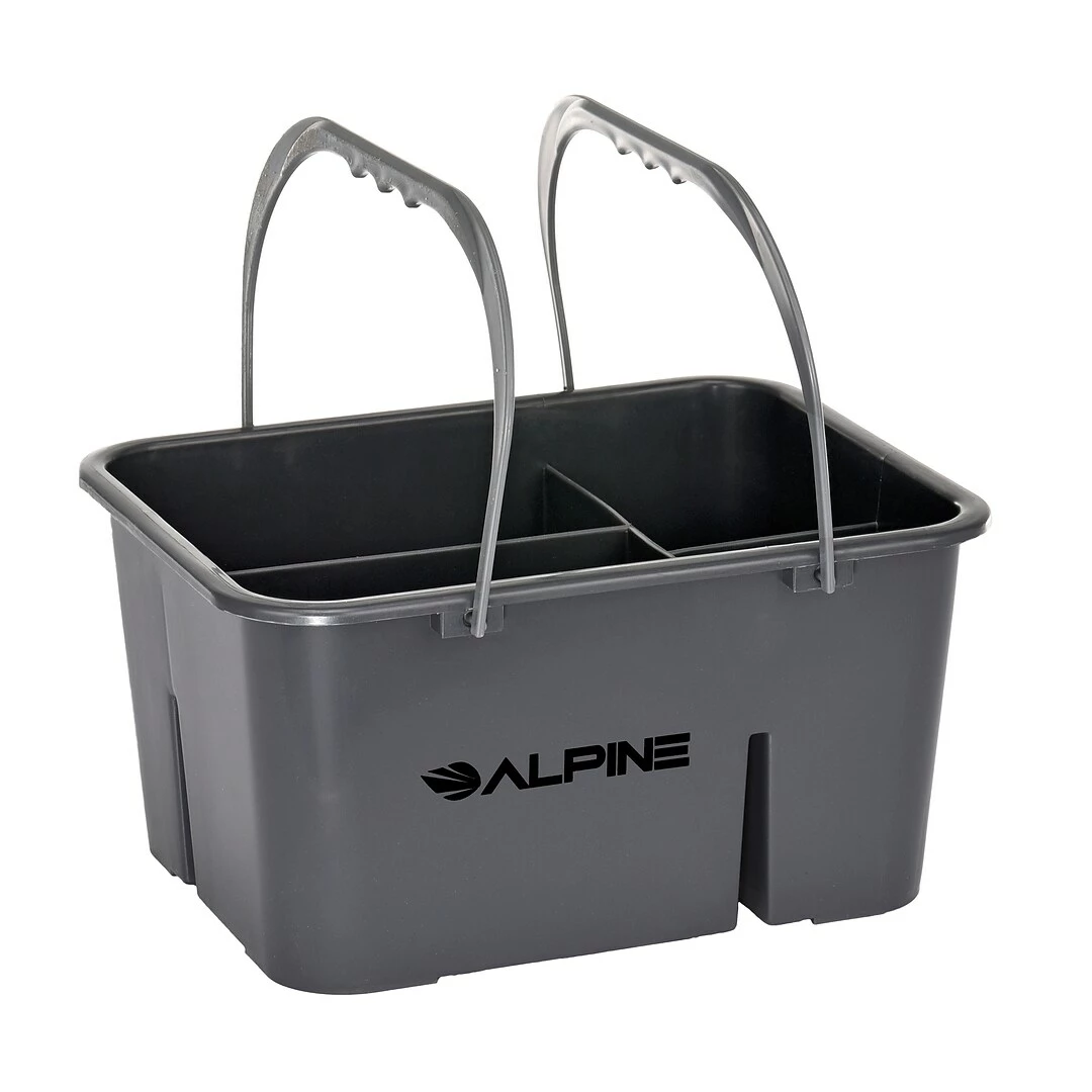 Alpine Industries Gray 4-Compartment Durable Plastic Organizer Cleaning Carry Caddy 4/Pack 4 Alpine Industries Gray 4-Compartment Durable Plastic Organizer Cleaning Carry Caddy 4/Pack - Image 2