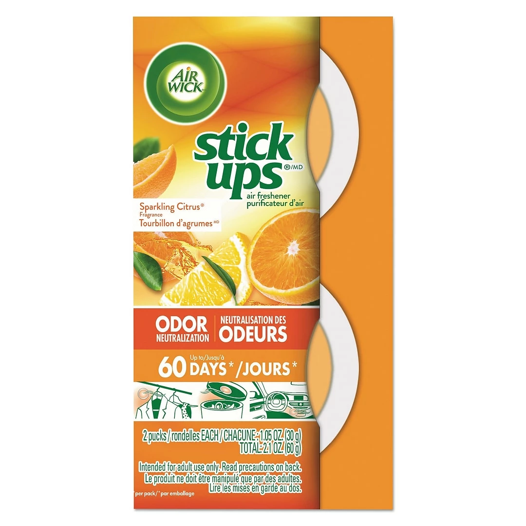 Air Wick Stick Ups Air Freshener, 2.1 Oz, Sparkling Citrus, 12/Carton
