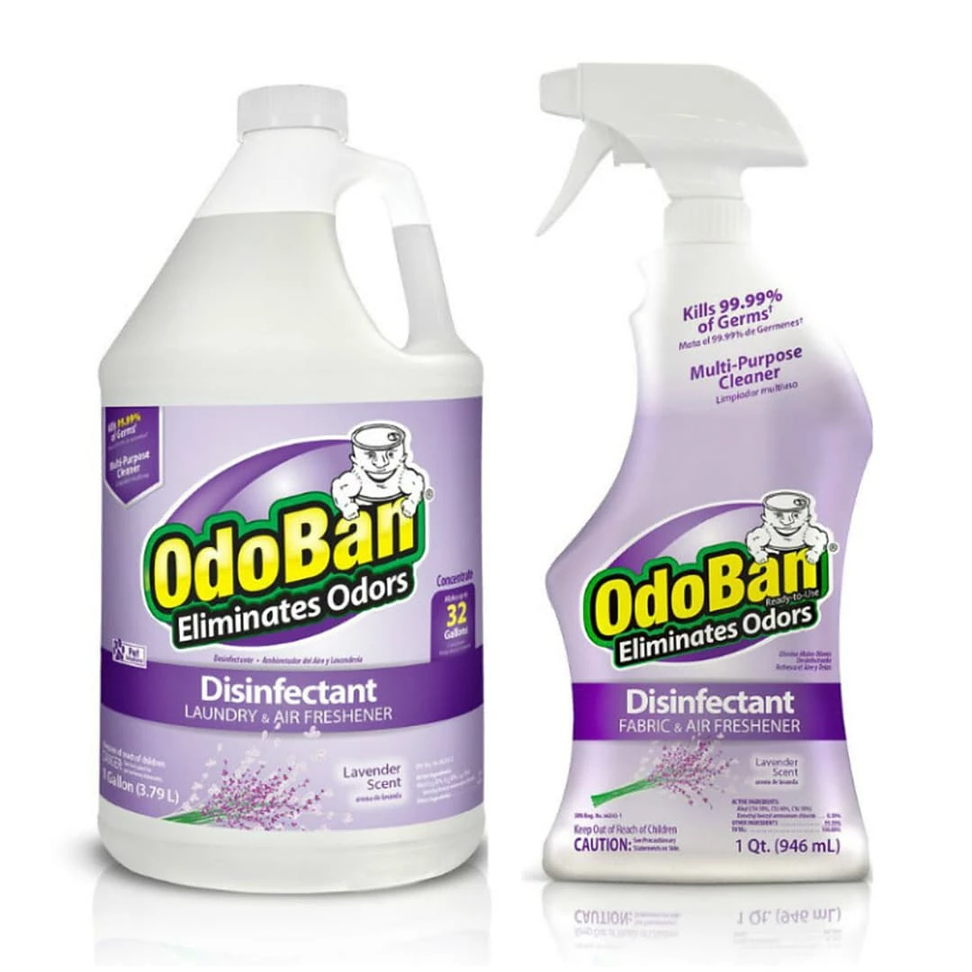 OdoBan Disinfectant Odor Eliminator Ready-to-Use 32 Oz. Spray And 1 Gallon Concentrate, Lavender Scent (OBLTG-STP) 3 OdoBan Disinfectant Odor Eliminator Ready-to-Use 32 Oz. Spray And 1 Gallon Concentrate, Lavender Scent (OBLTG-STP)