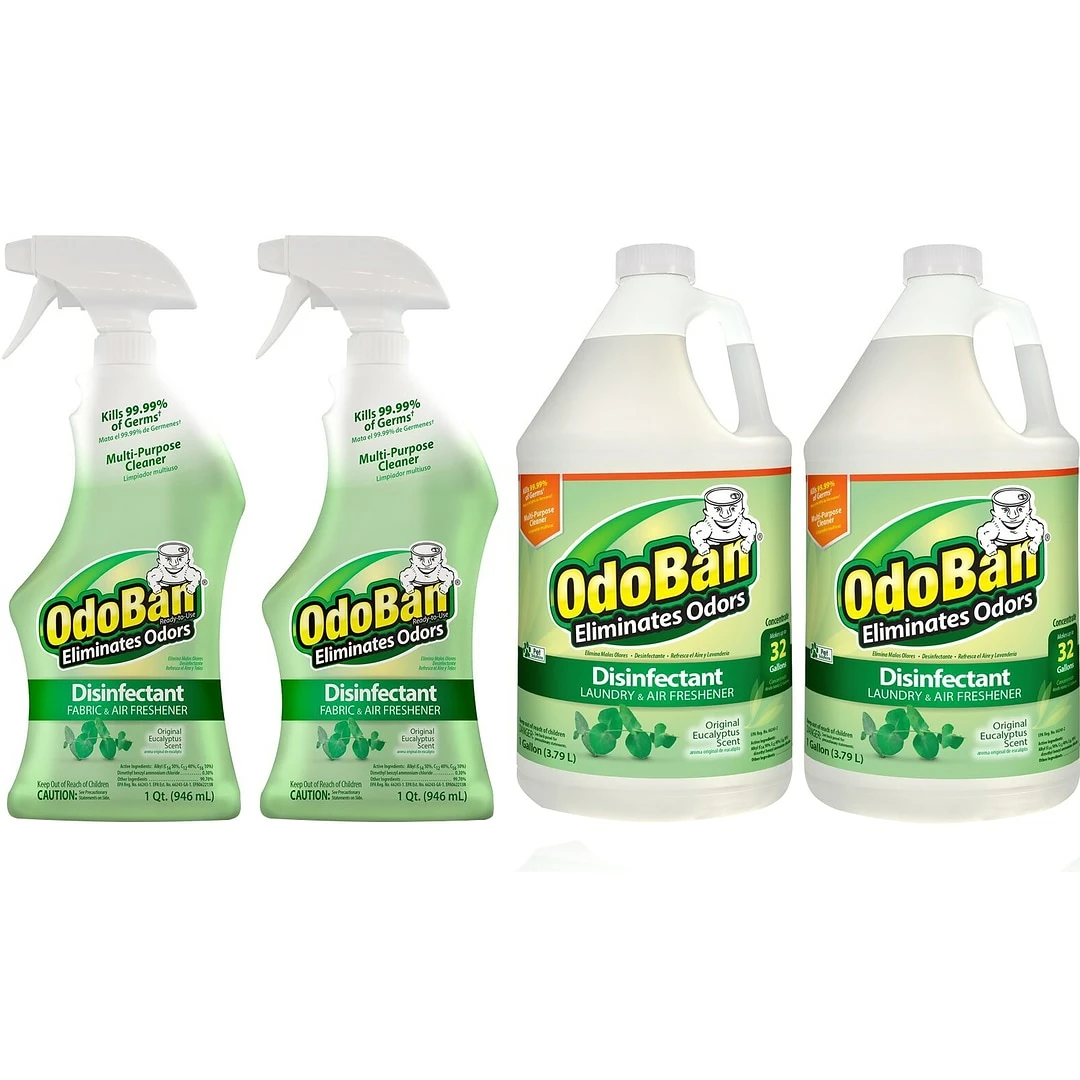 ODOBAN Disinfectant Spray And Concentrate, Original Eucalyptus, 32 Fl. Oz./128 Fl. Oz., 4/Carton (91EUCPK-STP) 3 ODOBAN Disinfectant Spray And Concentrate, Original Eucalyptus, 32 Fl. Oz./128 Fl. Oz., 4/Carton (91EUCPK-STP)