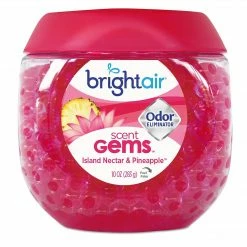 Bright Air Scent Gems Odor Eliminator, Island Nectar & Pineapple, Pink, 10 Oz, 6/CT (BRI900229CT)