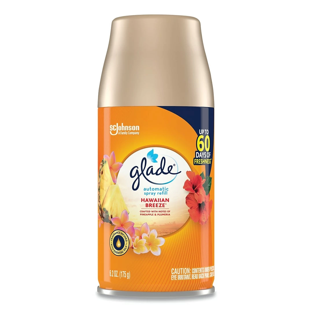 Glade Automatic Air Freshener, Hawaiian Breeze, 6.2 Oz, 6/Carton 3 Glade Automatic Air Freshener, Hawaiian Breeze, 6.2 Oz, 6/Carton