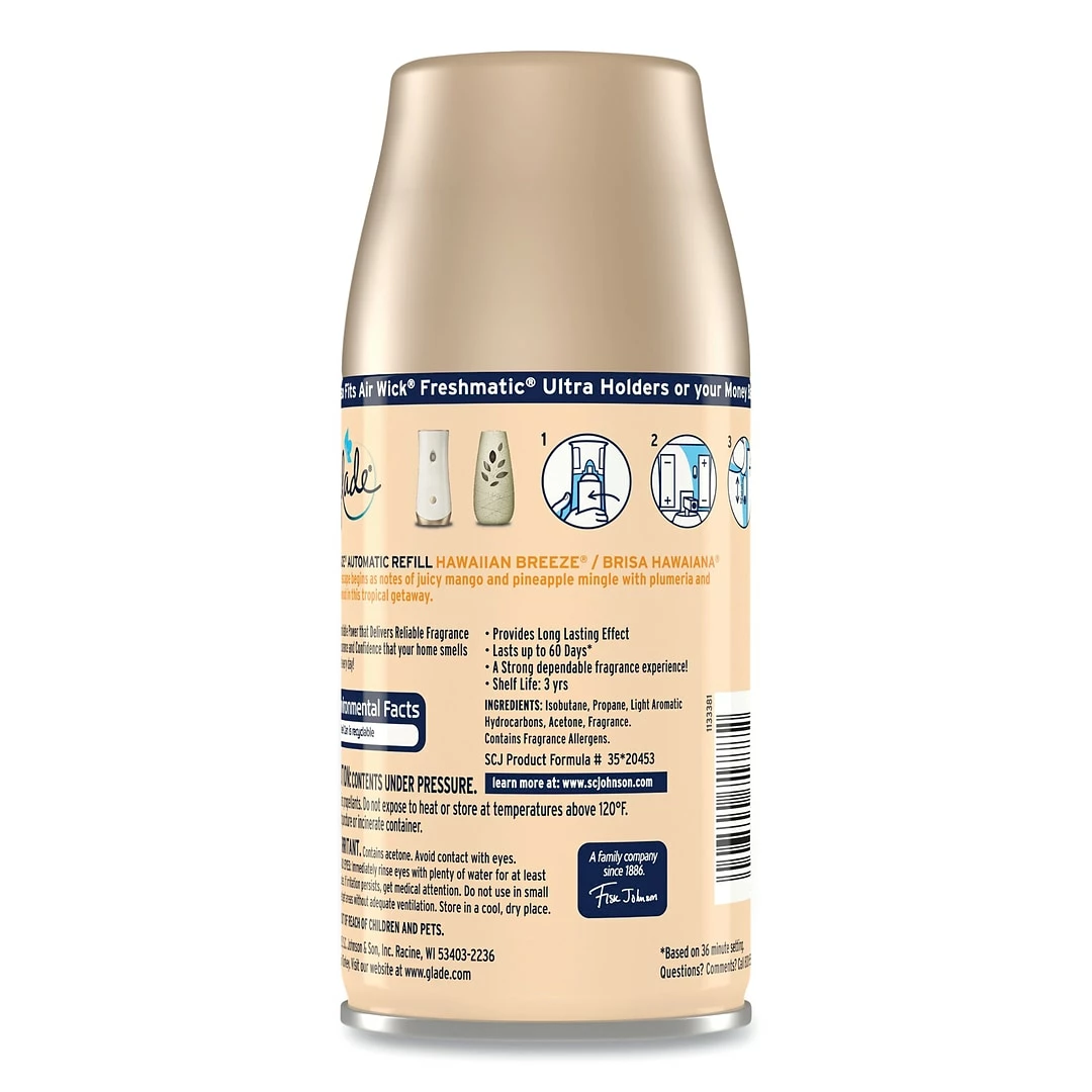 Glade Automatic Air Freshener, Hawaiian Breeze, 6.2 Oz, 6/Carton 6 Glade Automatic Air Freshener, Hawaiian Breeze, 6.2 Oz, 6/Carton - Image 4