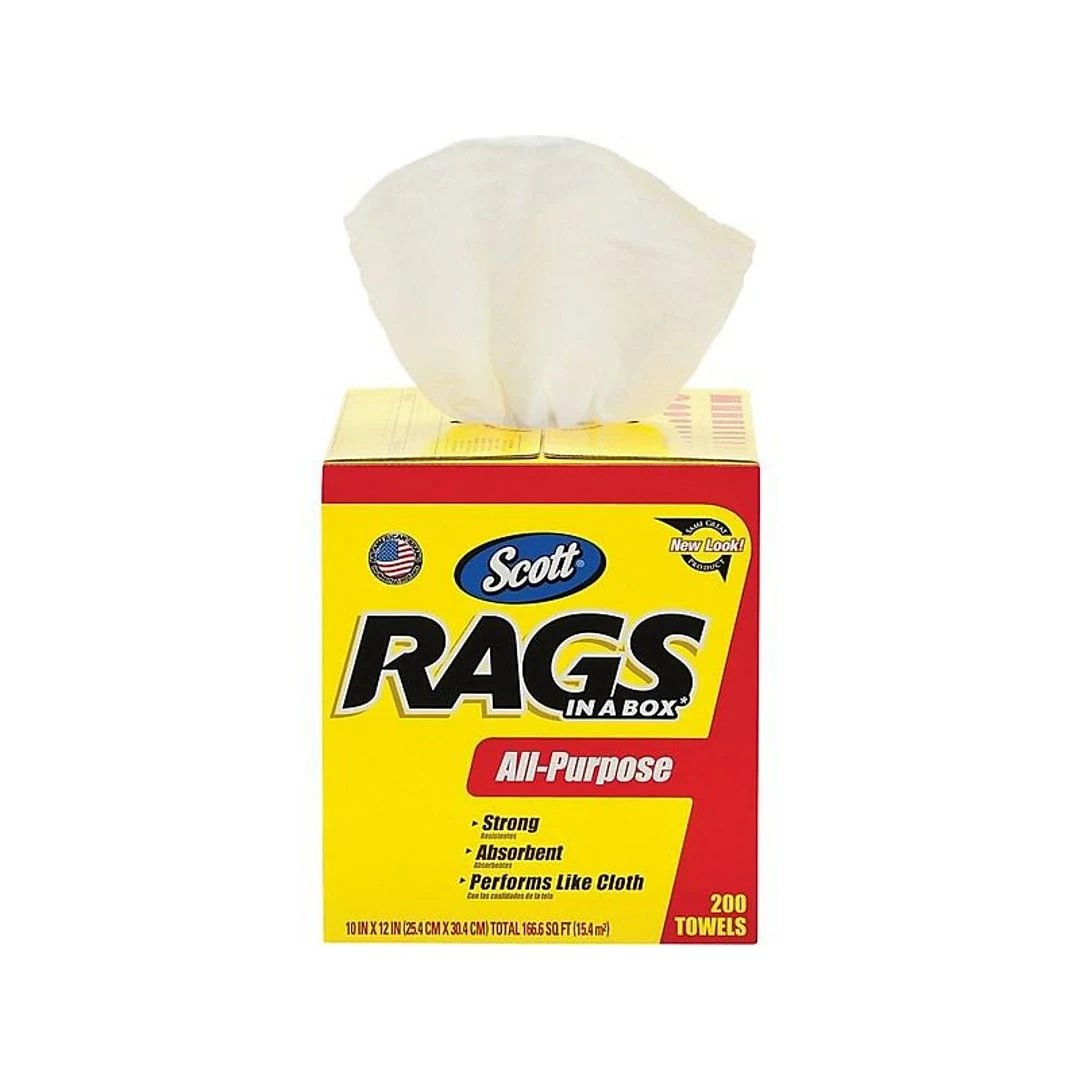 Scott In A Box Cellulose Rags, White, 200 Sheets/Box (75260) 3 Scott In A Box Cellulose Rags, White, 200 Sheets/Box (75260)