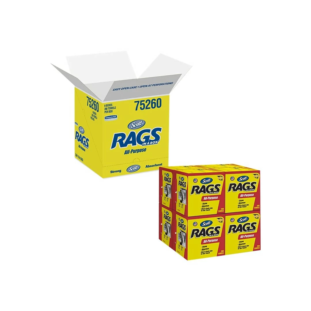 Scott In A Box Cellulose Rags, White, 200 Sheets/Box (75260) 6 Scott In A Box Cellulose Rags, White, 200 Sheets/Box (75260) - Image 4