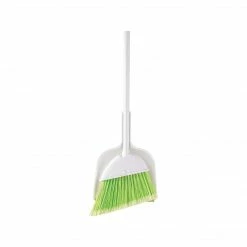 Butler 53" Angle Broom With Dustpan, White/Green (411206)