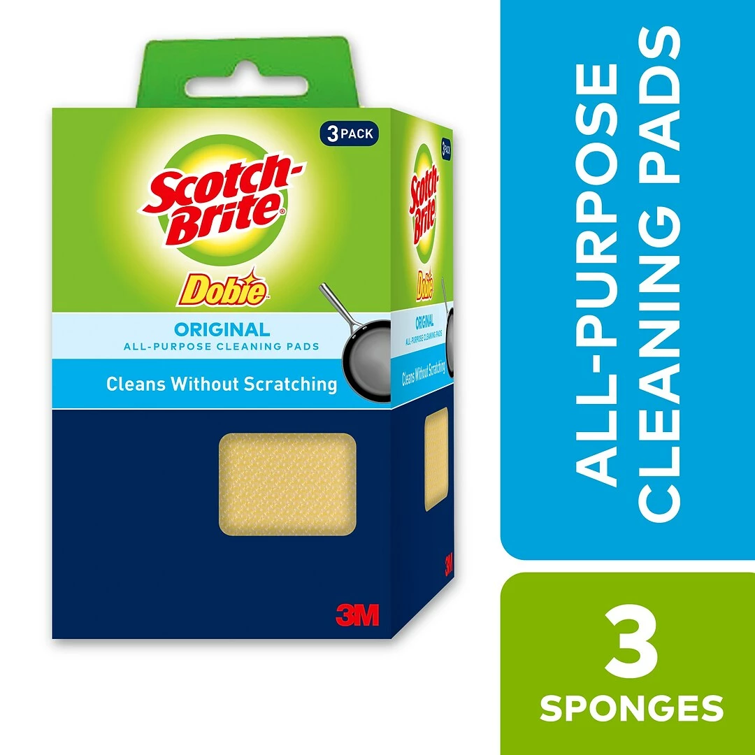 Scotch-Brite Dobie All-Purpose Cleaning Pad, 3 1/8" X 2 1/4" X 4 11/16", 3/Pk 8 Scotch-Brite Dobie All-Purpose Cleaning Pad, 3 1/8" X 2 1/4" X 4 11/16", 3/Pk - Image 6