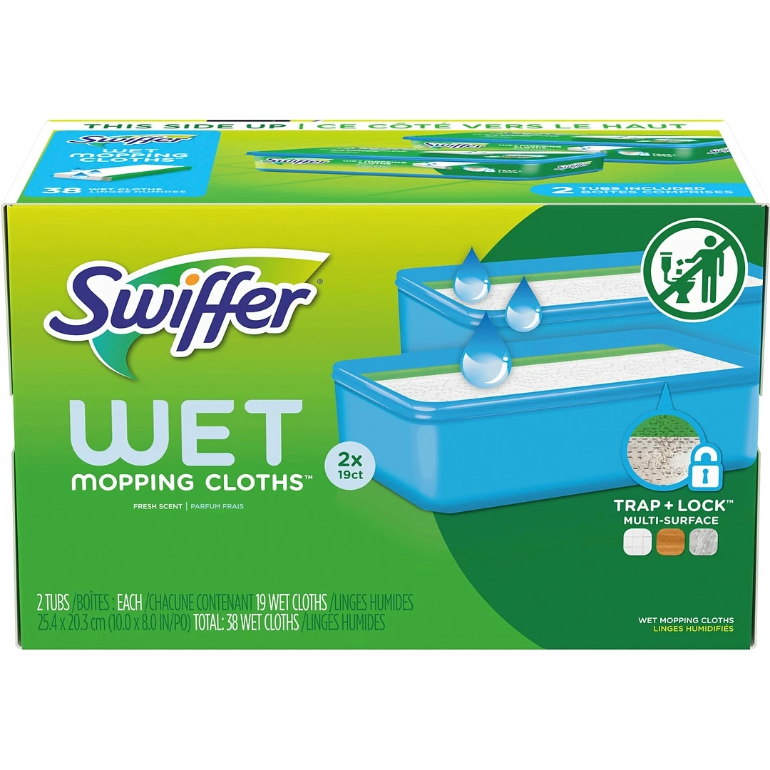 Swiffer Sweeper TRAP + LOCK Wet Mop Cloth, Open Window Fresh, 38/Pack (00742) 3 Swiffer Sweeper TRAP + LOCK Wet Mop Cloth, Open Window Fresh, 38/Pack (00742)